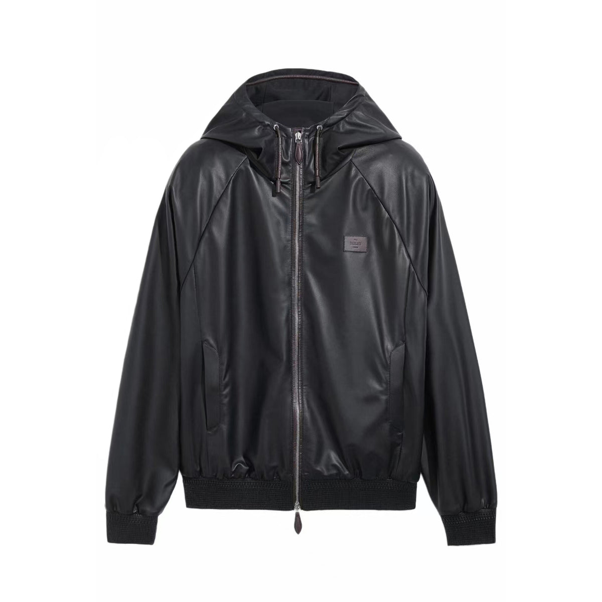 Berluti Men's Spring/autumn Fashion Casual Solid Color Zipper Leather Hooded Long Sleeve Jacket #78367