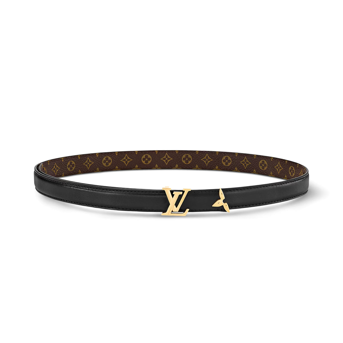 Louis Vuitton Women's Black Brown Reversible Leather Belt Width 2cm #73231