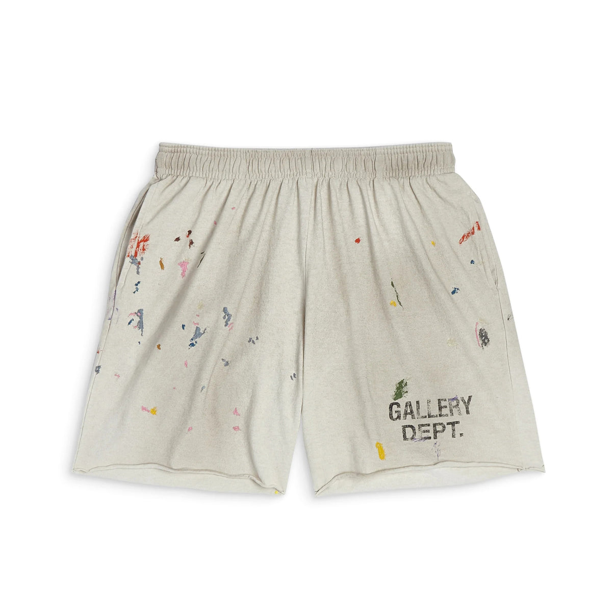 Gallery Dept Men's Summer Splash Pattern Letter Print Cotton Stretch Waist Tie Casual Shorts #77189