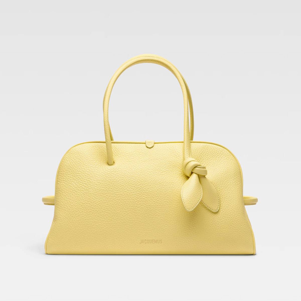 Jacquemus Le Turismo Women's Solid Bow Detail Zipper Closure Grained Leather Bowling Bag Tote Bags #75167