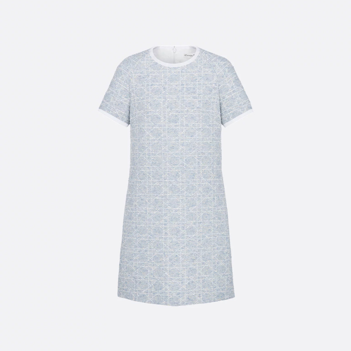 Dior ? Women's Spring/Summer Fashion Casual Round Neck Simple Elegant Rattan Check Short Sleeve Dress #79562