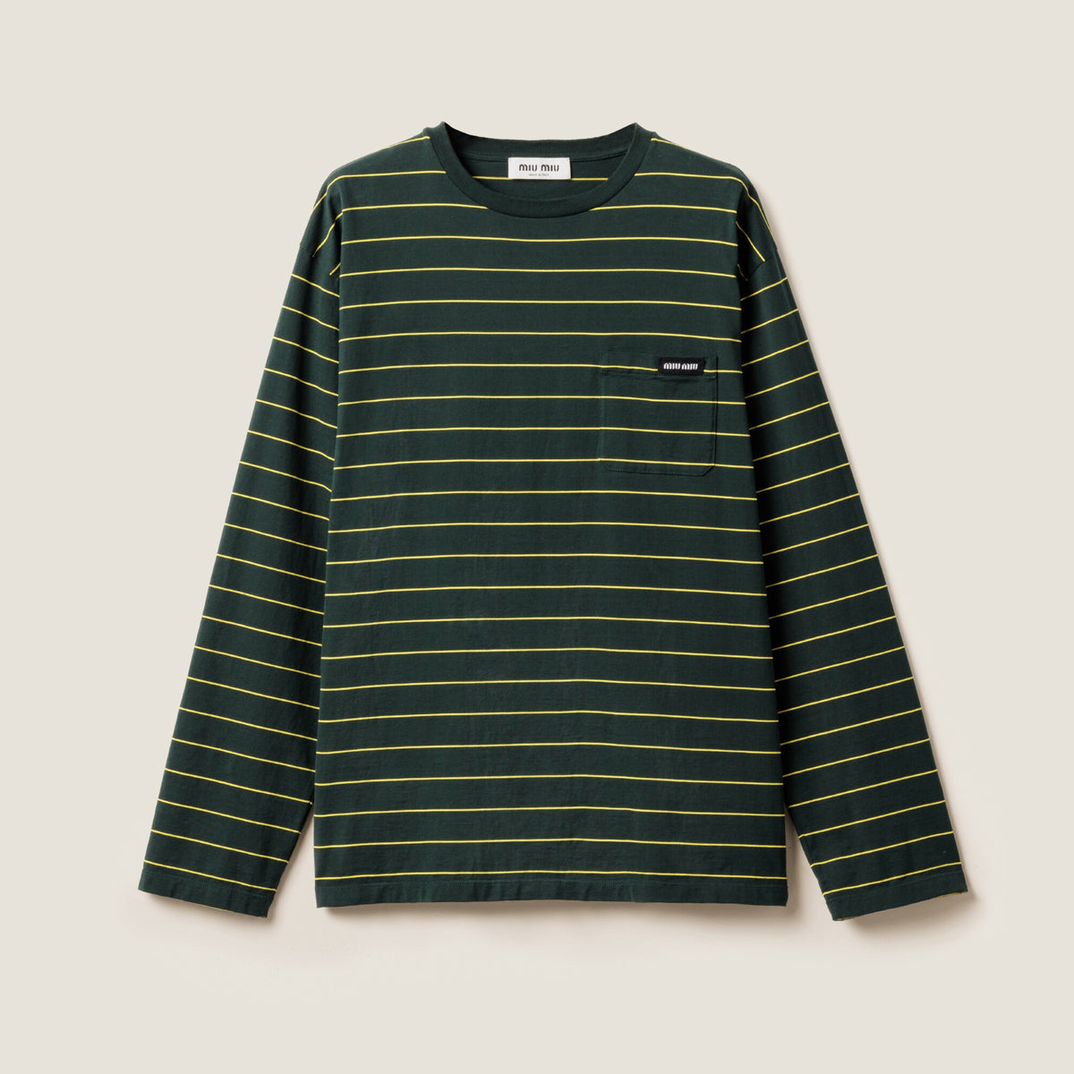 MiuMiu Women's Spring/Autumn Fashion Casual Cotton Plain Weave Knitted Striped Drop Shoulder Sleeve Round Neck Long Sleeve T-Shirt Top #78299