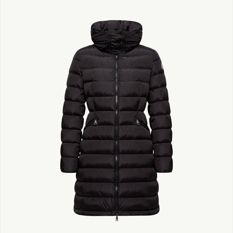 Moncler Women's Autumn and Winter Solid Color High Collar Fit Hooded Zipper Long Puffer Down Long Sleeve Jacket #74731