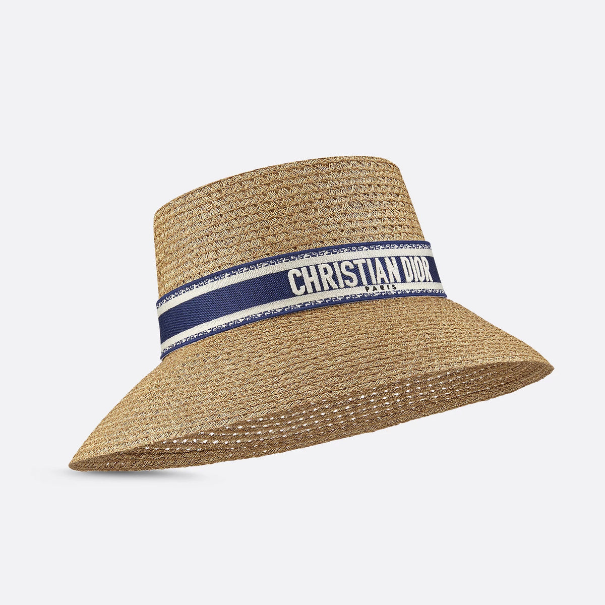 Dior Women's Solid Colour Straw Letter Embroidery Trimmed Strap Fisherman's Hat D-Bobby Wide Brim Hat #76871