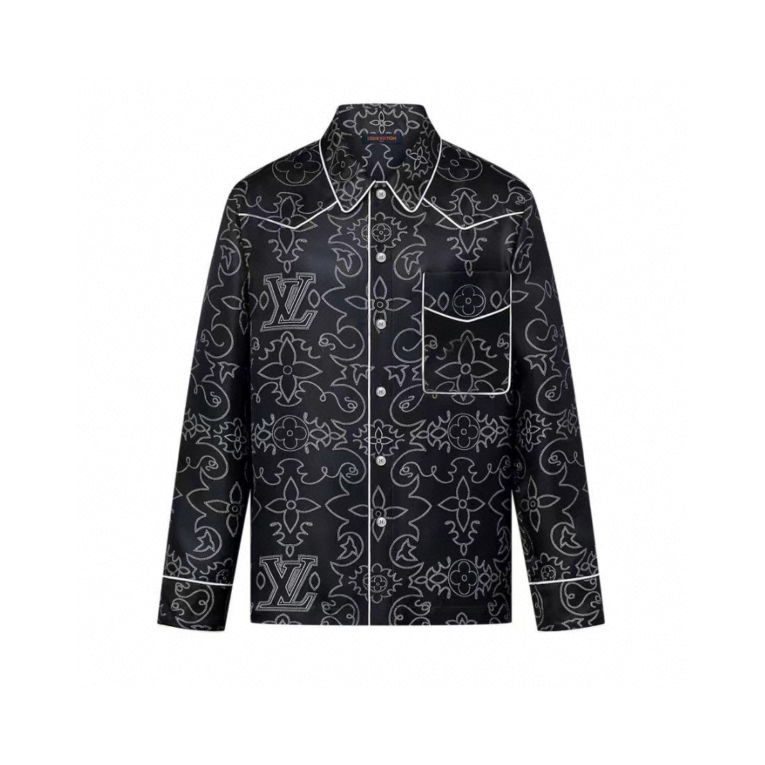 Louis Vuitton Men's And Women's Spring  Summer Autumn And Winter Fashion Casual V-Neck Single-Button Printed Silk Pajamas Long Sleeve Shirt