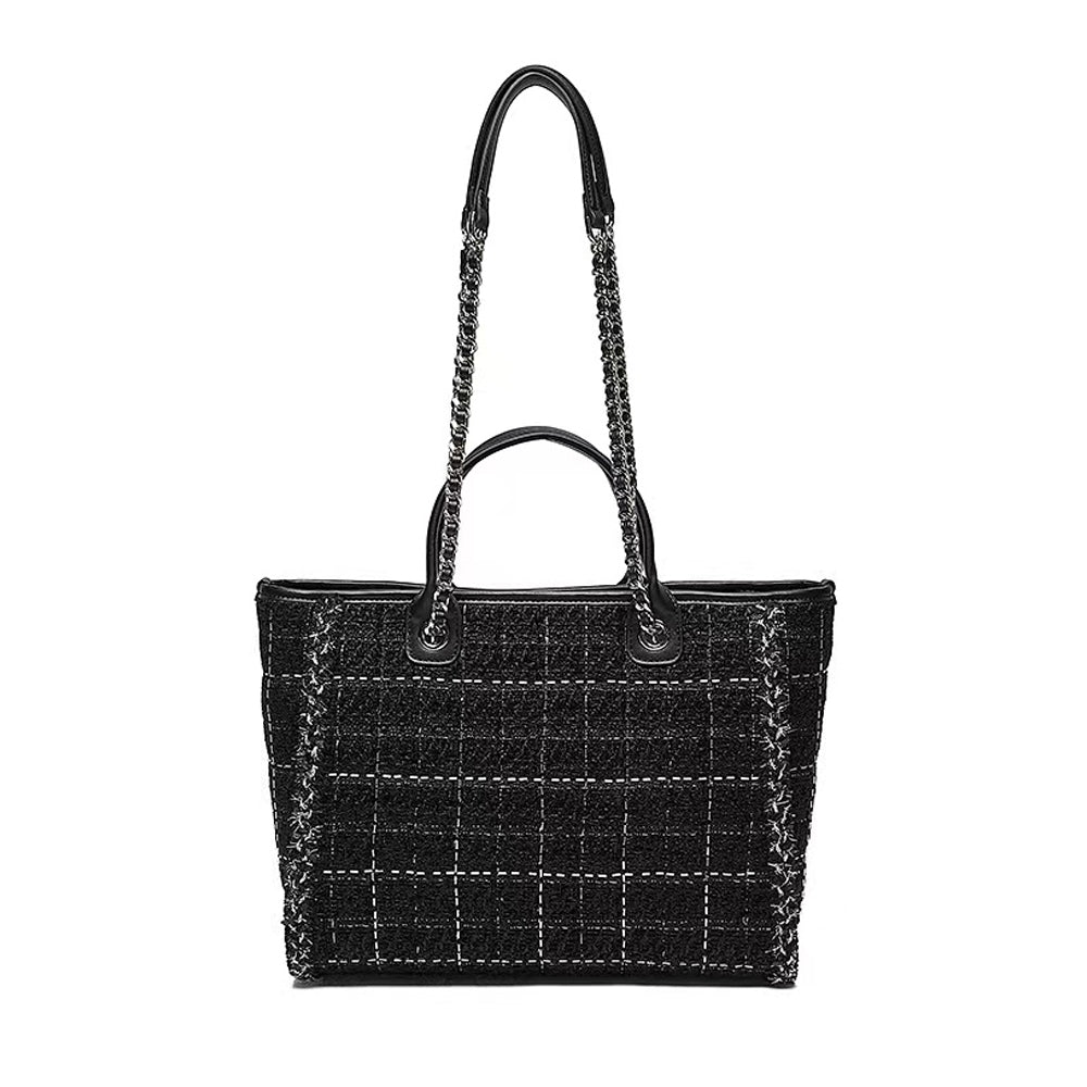 CHANEL Woolen Three-Dimensional Logo Lattice Single Handbag Shopping Bag #56135