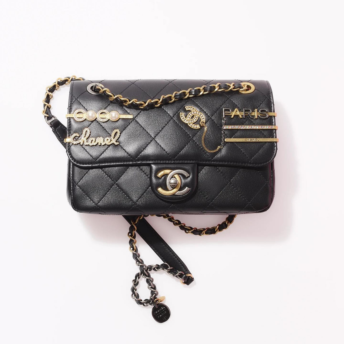 Chanel Metal-Embellished Leather One-Shoulder Crossbody Bag #53852