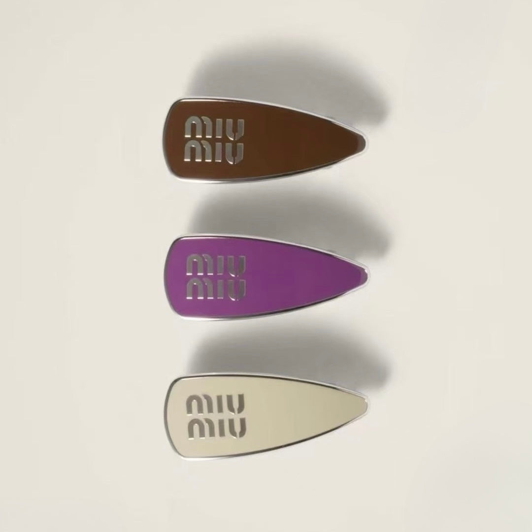 Miu Miu Enamel Letter Bread Metal Hair Clip Three Piece Set #376947