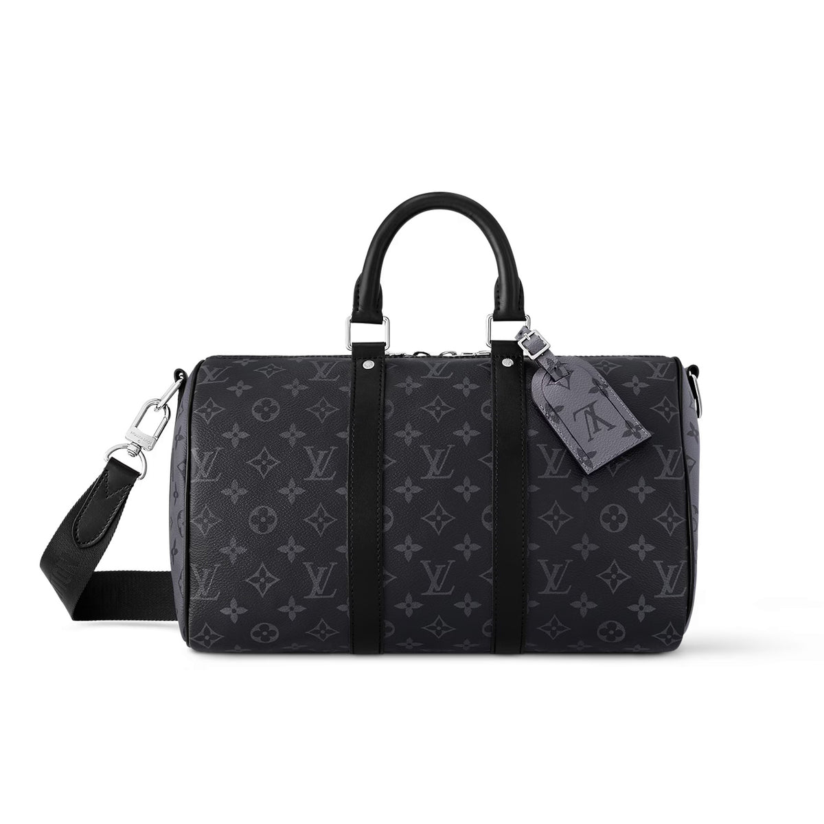 Louis Vuitton Keepall Bandouli¨¨re 35 Men's Black Removable Adjustable Shoulder Strap Zipper Closure Coated Canvas Quilted Cowhide Shoulder Crossbody Handbag Bag Bags #72648