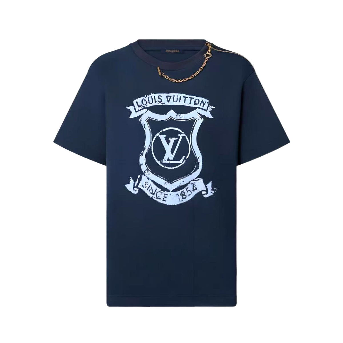 Louis Vuitton Women's Summer Solid Color Shield Pattern Printed Round Neck Cotton Short Sleeve T-Shirt #77811