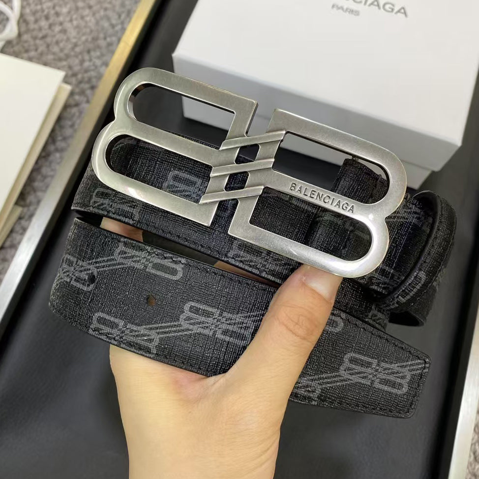 Balenciaga Men's Fashion Classic Logo Smooth Buckle Design Leather Belt  Accessories #78739