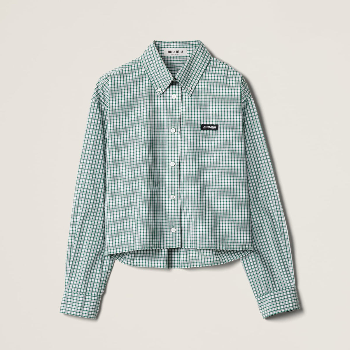 MiuMiu Women's Spring And Summer Green Plaid Shirt Logo Fashion Trend Elegant Casual Single-breasted Long-sleeved Jacket Shirt #81459