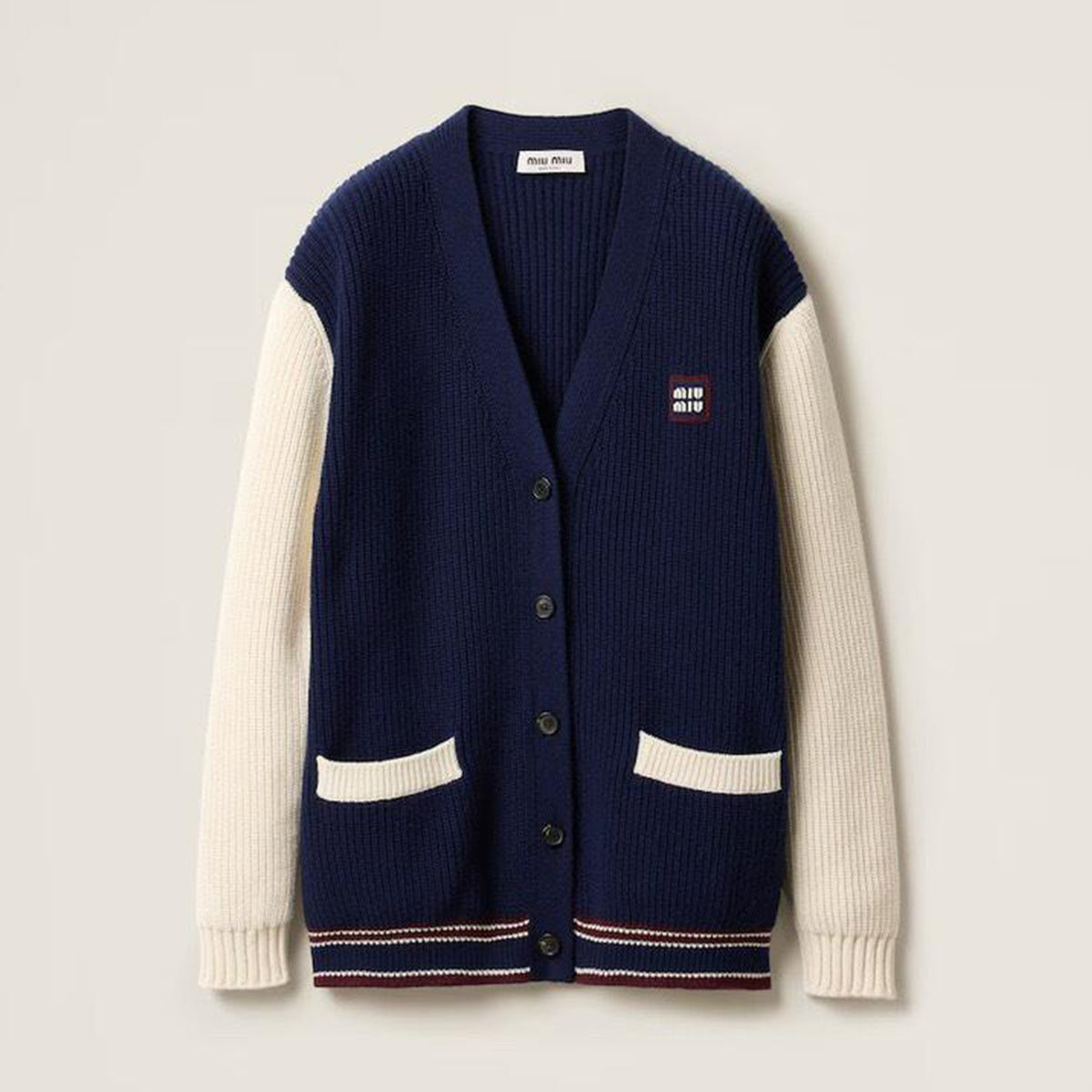 MiuMiu Women's Autumn And Winter Clashing Cashmere Cardigan Colorblocking Retro Knitted Single Breasted Jacket College Style Fashion Exquisite Jacket #81642