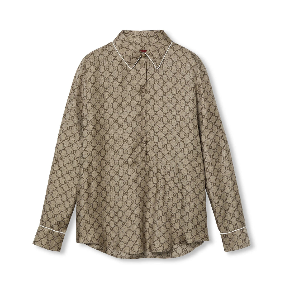 Gucci Women's Summer Solid Color Letter Print Single Button Long Sleeve Shirt #77923