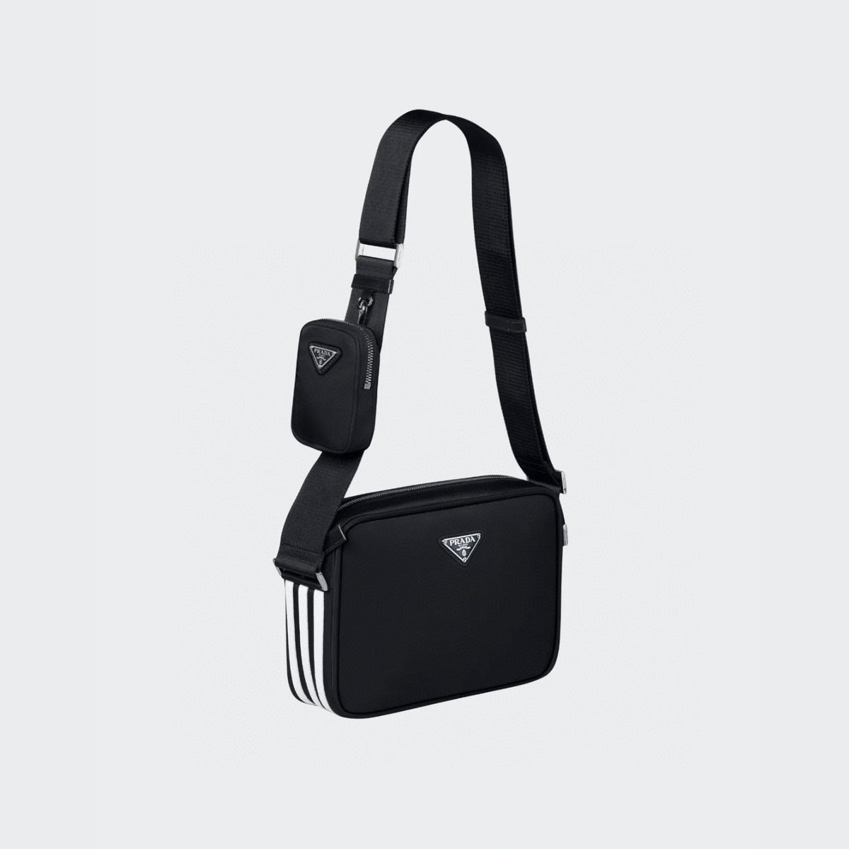 PRADA  Black Canvas Large Capacity Crossbody Bag #57489