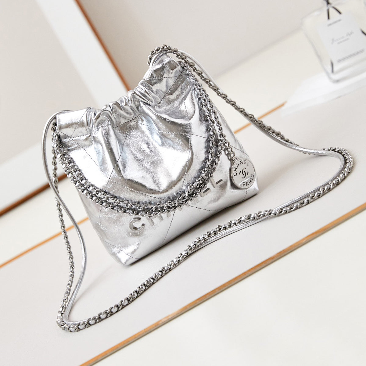 Chanel Women's Illusion Color Diamond Texture Chain Trash Bag Shoulder Crossbody Bag Bags #99761