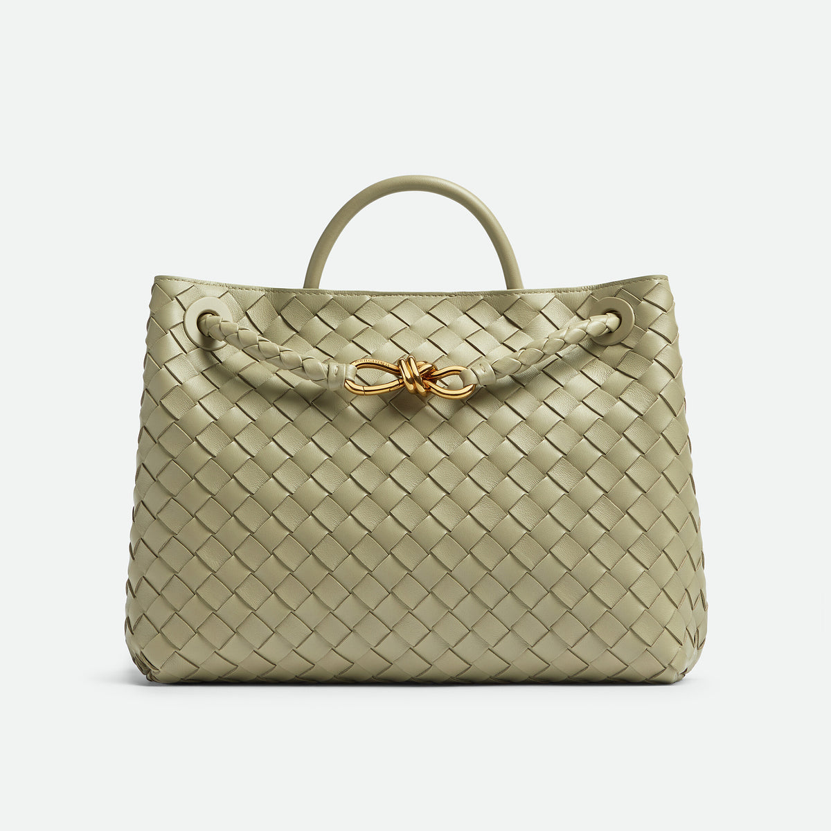 Bottega Veneta Women's Andiamo Woven Solid Color Magnetic Clasp Closure Sheepskin Tote Bag Bags #99228