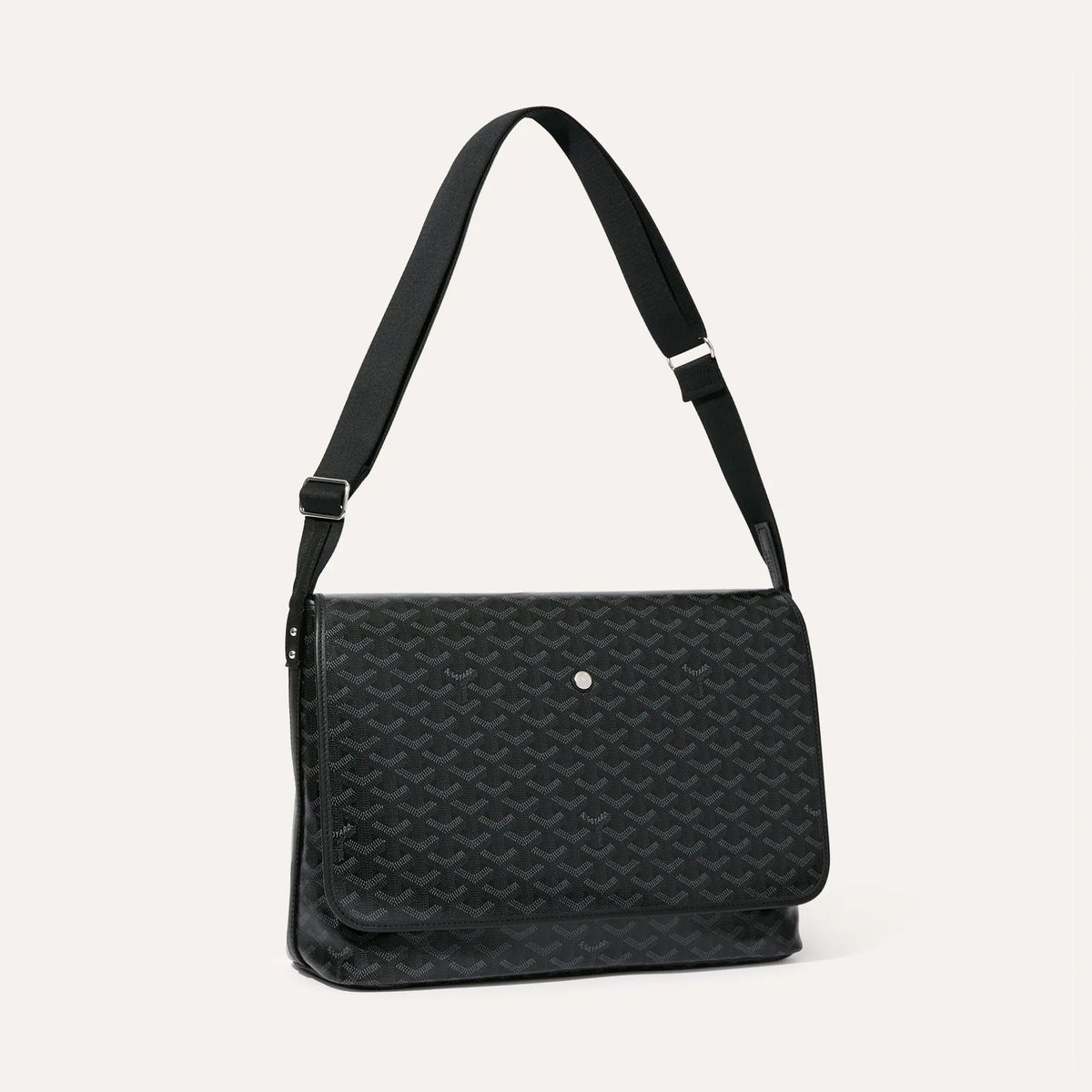 GOYARD Jet Black Capetien Men's Y Old Flower Full Print Flap Closure Canvas Spell Leather Shoulder Crossbody Messenger Bag Bags #74437