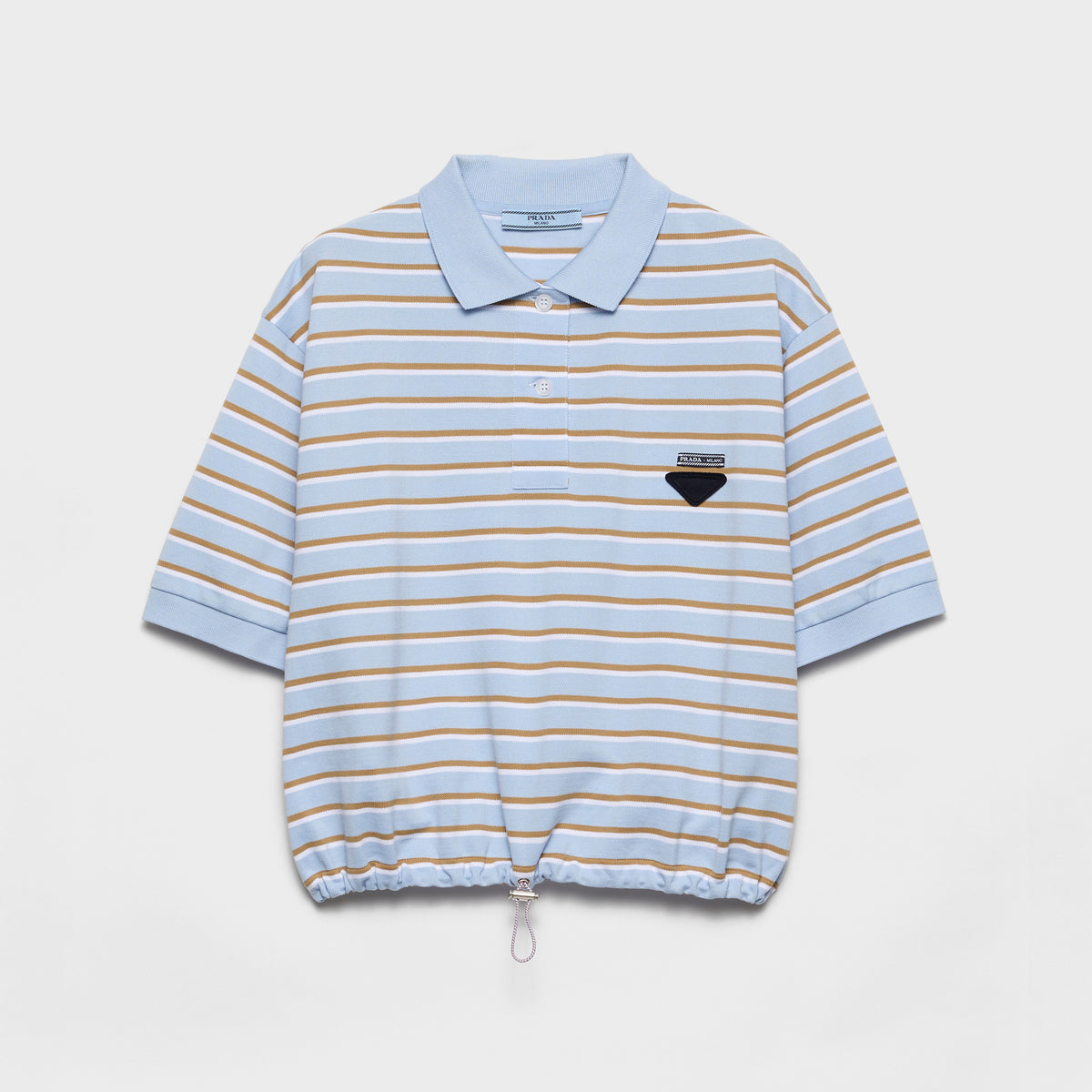 Prada Women's Summer Fashion Casual Short Sleeve Striped Polo Shirt With Collar And Drawstring Polo Shirt T-shirt #78155