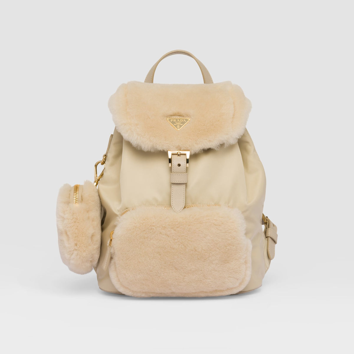Prada Women's Wool Nylon Patchwork Shoulder Backpack Bag Bags #97482