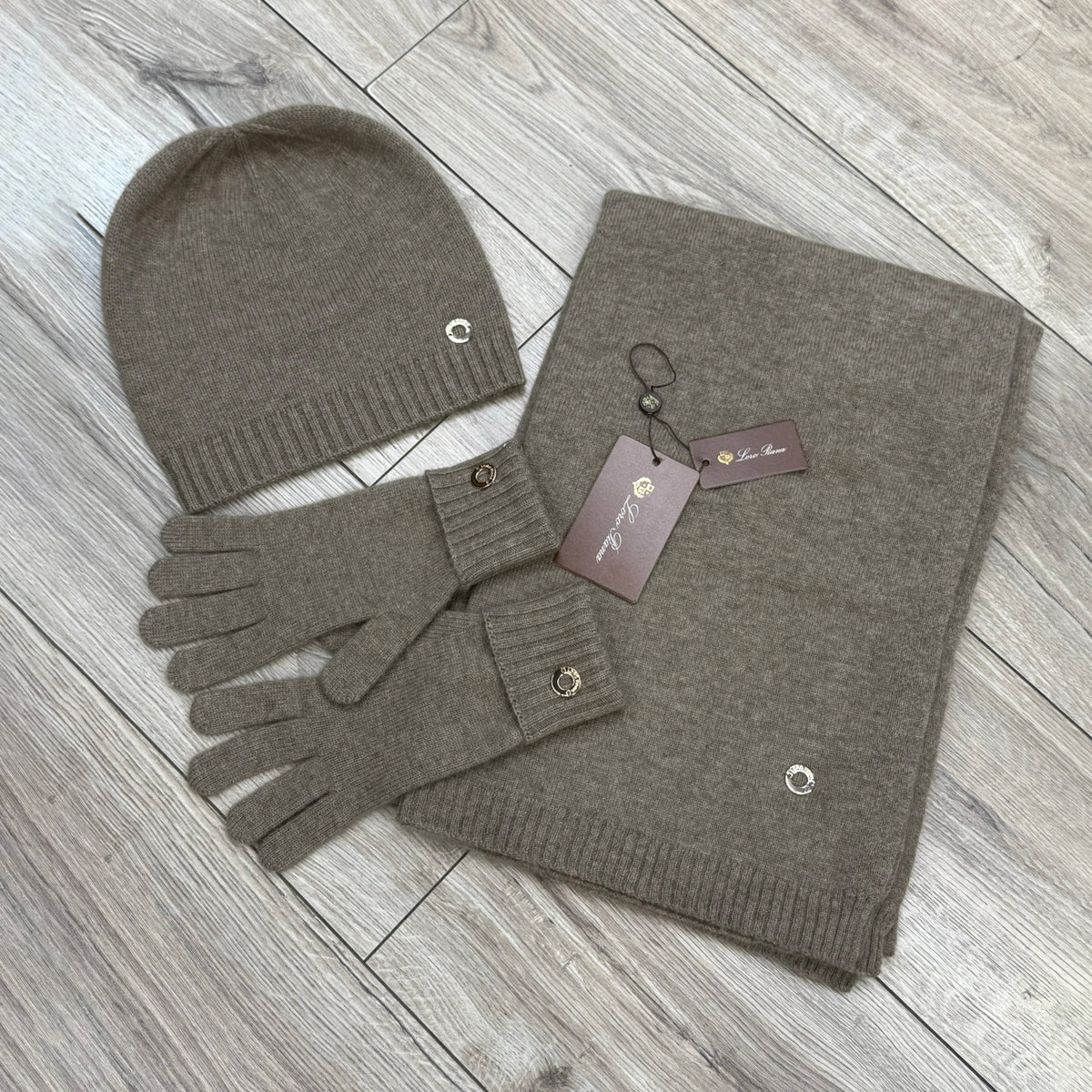 Loro Piana Men's And Women's Winter Fashion Casual Solid-Color Hat. Scarf. and Gloves Three Piece Set Accessories #78643