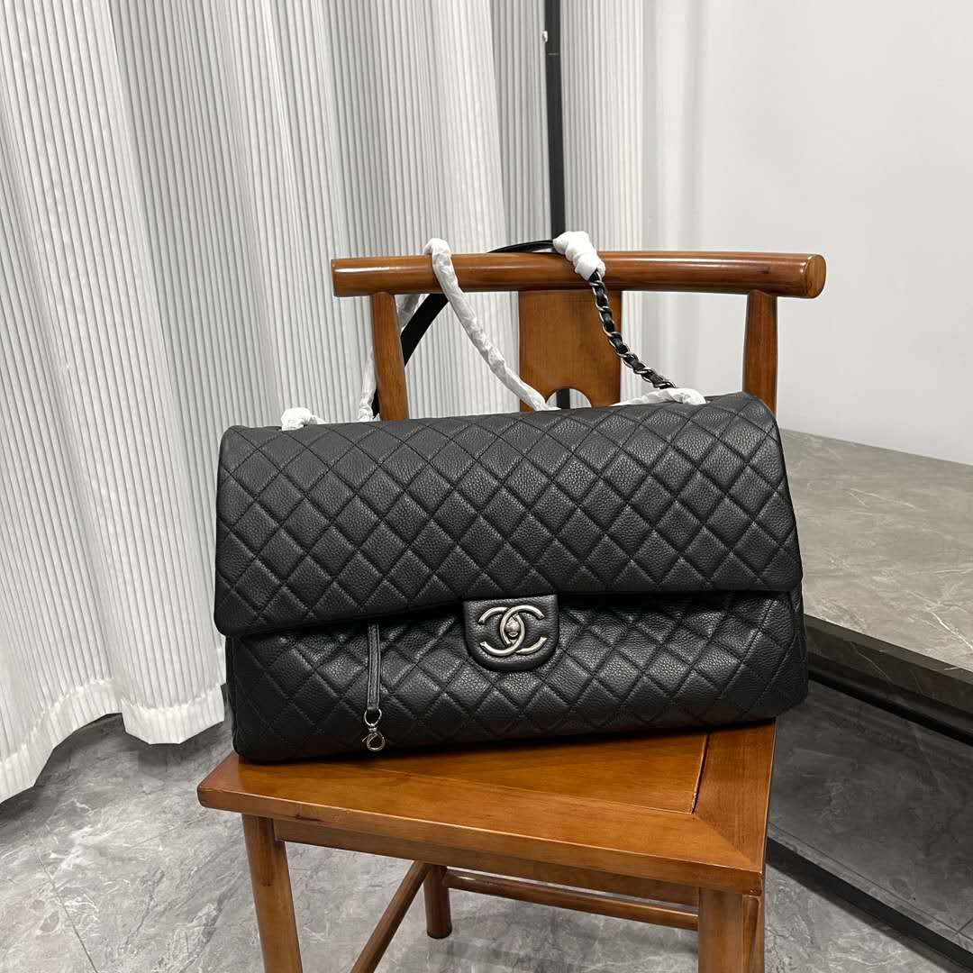 Chanel Top-Quality Version Leather Rhombic Pattern Check Airport Vacation Shopping Bag Shoulder Bags #388963