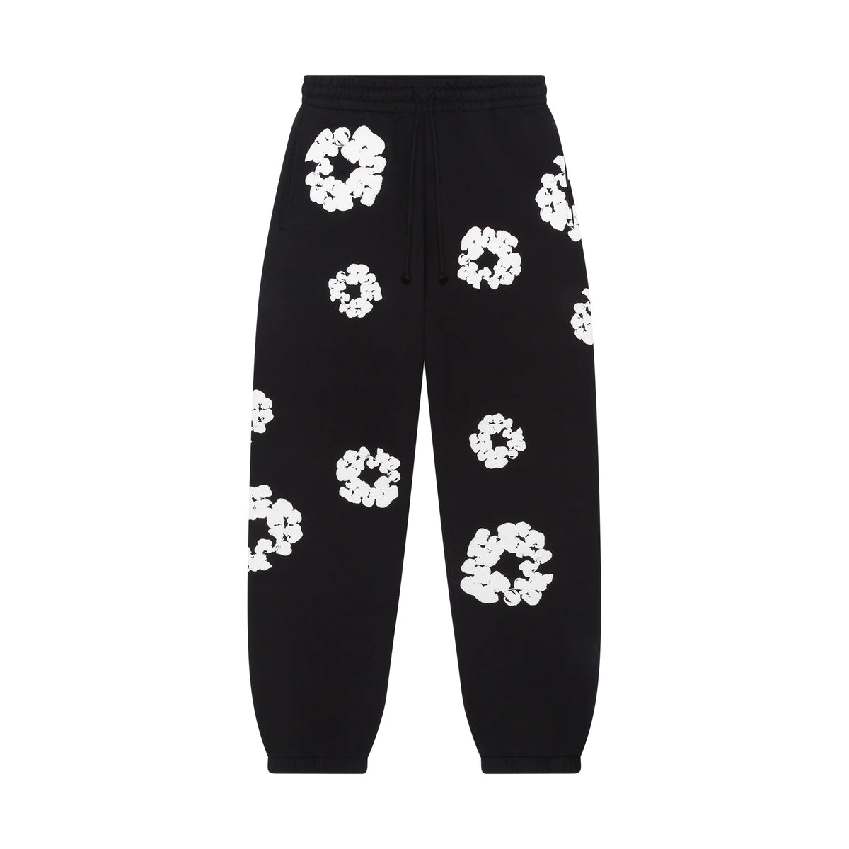Denim Tears Men's And Women's Spring/fall Fashion Trend Solid Color Elastic Waist Tie Up Cotton Flower Foam Print American High Street Chic Brand Cuffed Sweatpants Long Pants #79536