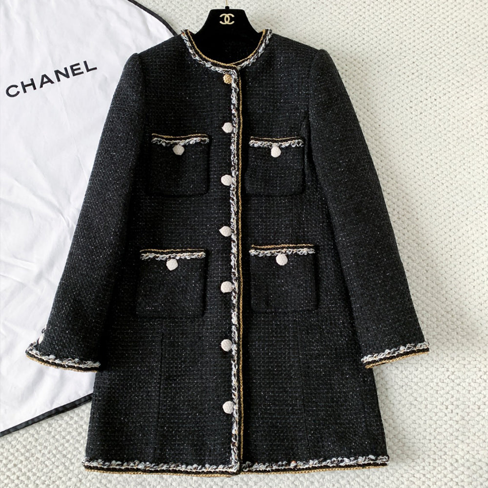 Chanel Solid Color Round Neck Single Breasted Jacket #333196