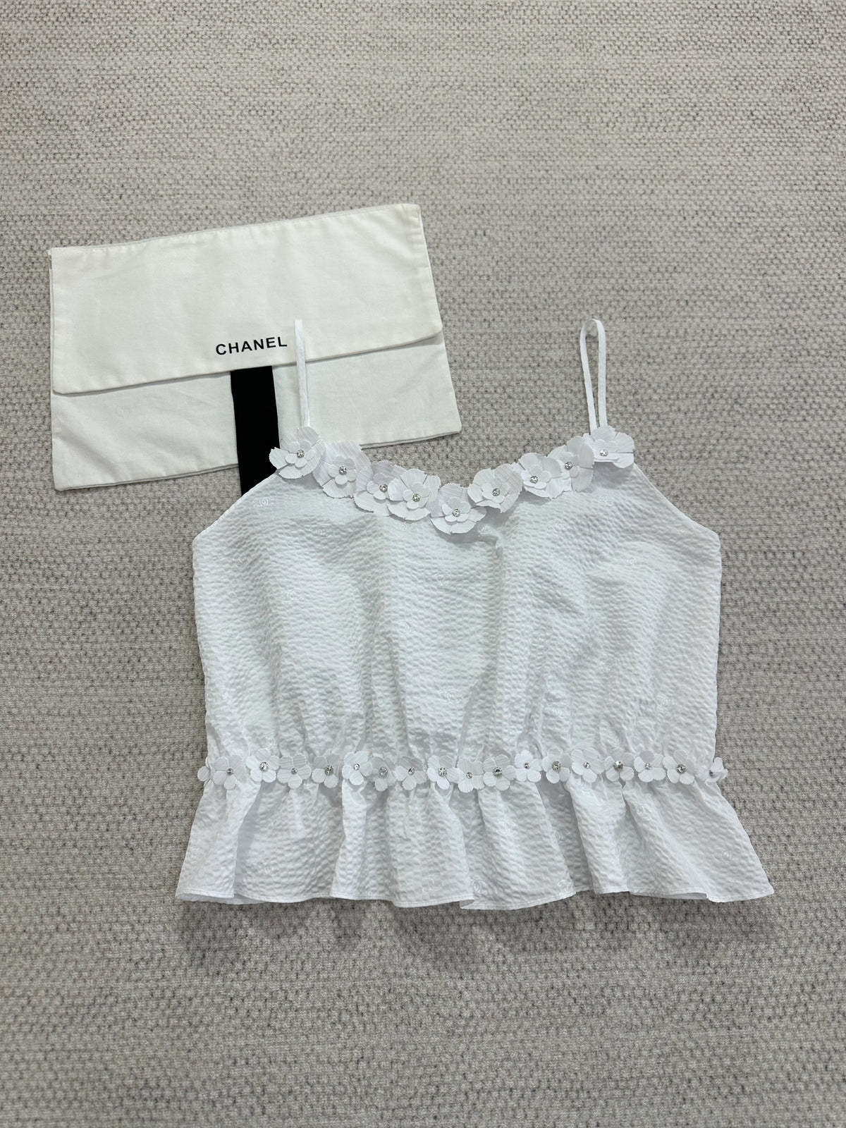 Chanel Top Embroidered Cotton White #375690