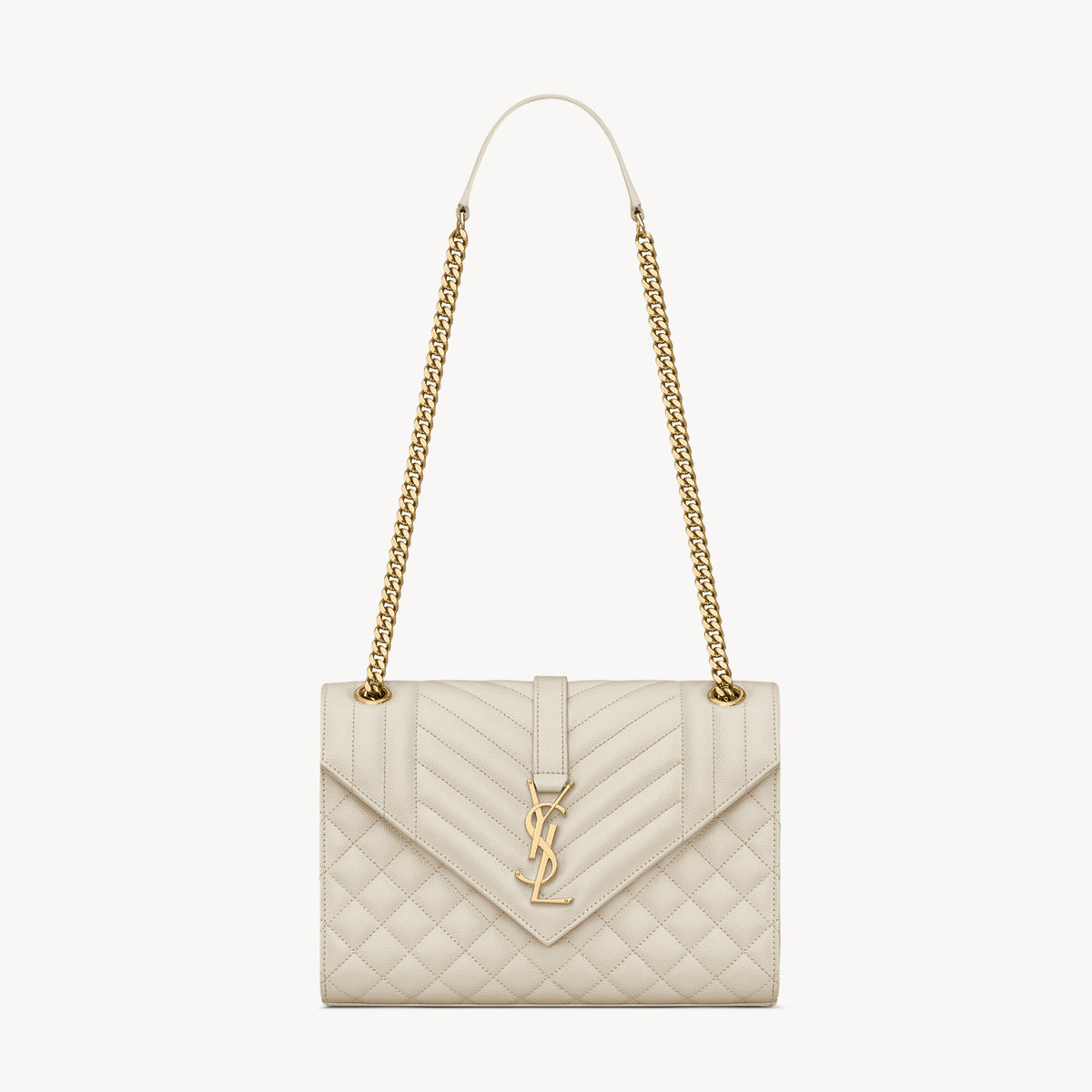SAINT LAURENT Women's Chain Solid Color Logo Cowhide Envelope Bag Shoulder Crossbody Bags #73112