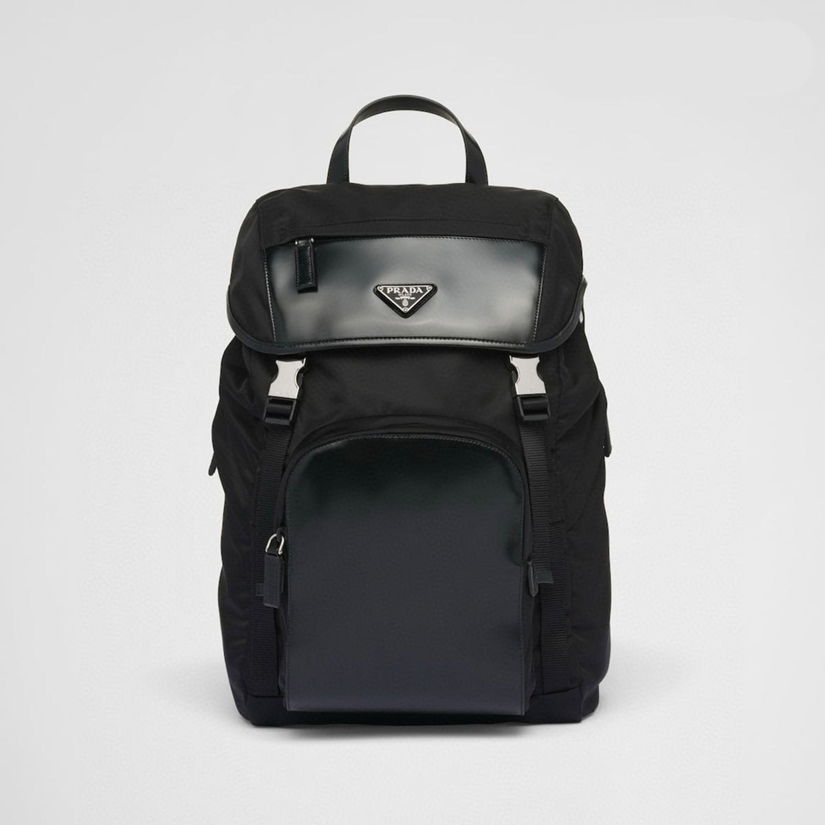 Prada Men's Cowhide Shoulder Bag Flap Drawstring Metal Logo Fashion Large Capacity Backpack Bags #71352
