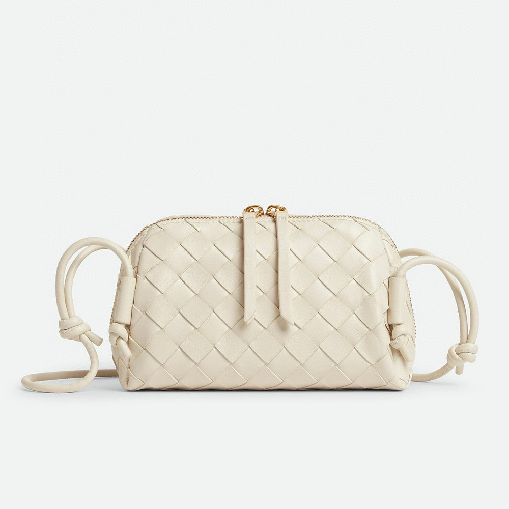 Bottega Veneta Concert Pouch Women's Solid Color Intrecciato Woven Adjustable Shoulder Strap Zipper Closure Cowhide Clutch Bag Bags #74739
