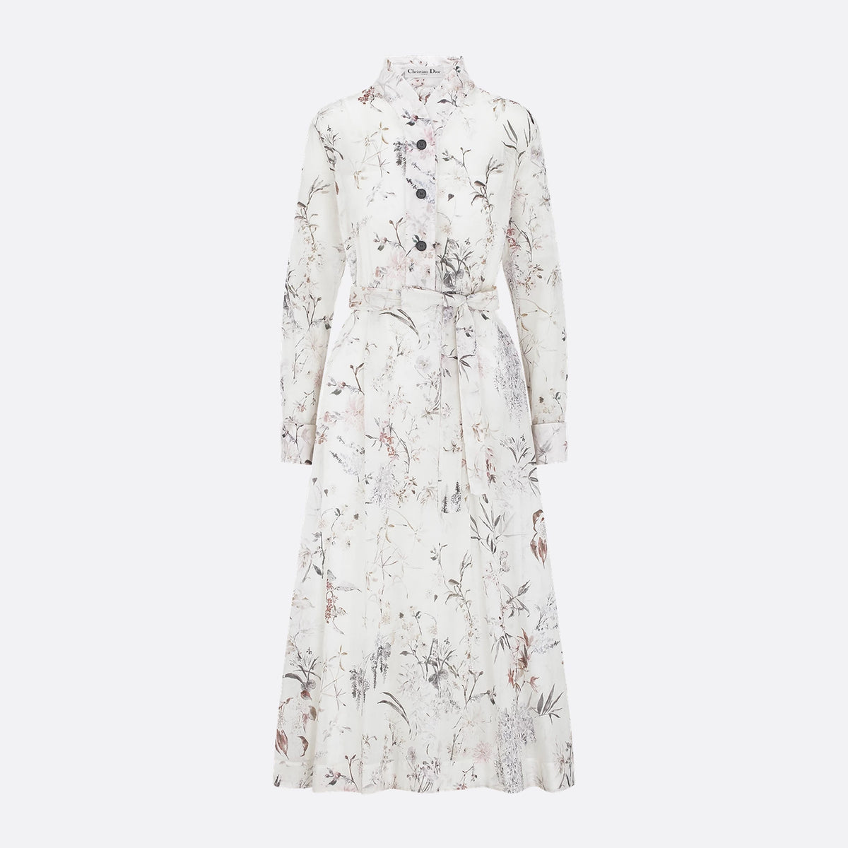 Dior Millefiori Pattern With Belt Women's Spring Summer Fashion Elegant Long Long Sleeve Dress Slim Printed Gown Dresses Ngvp #1899