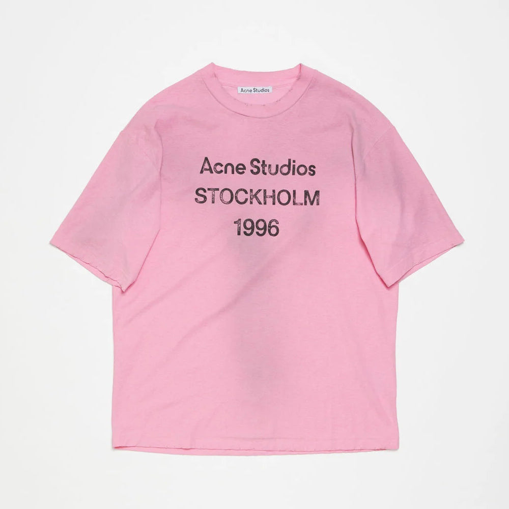 Acne Studios Men's and Women's Letter Logo Vintage Spray Paint Aged Round Neck Short Sleeve T-Shirt #75473