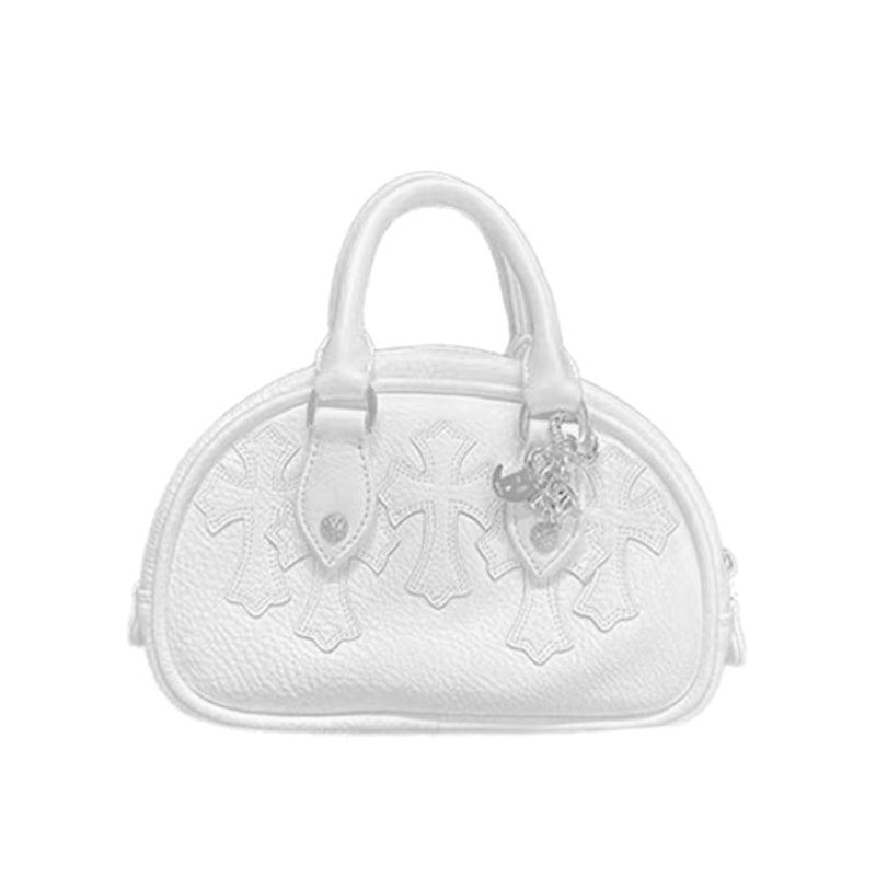 Chrome Hearts 925 Silver Leather Colorblocked Cowhide Patchwork Sheepskin Handbag Bag Bags #98579