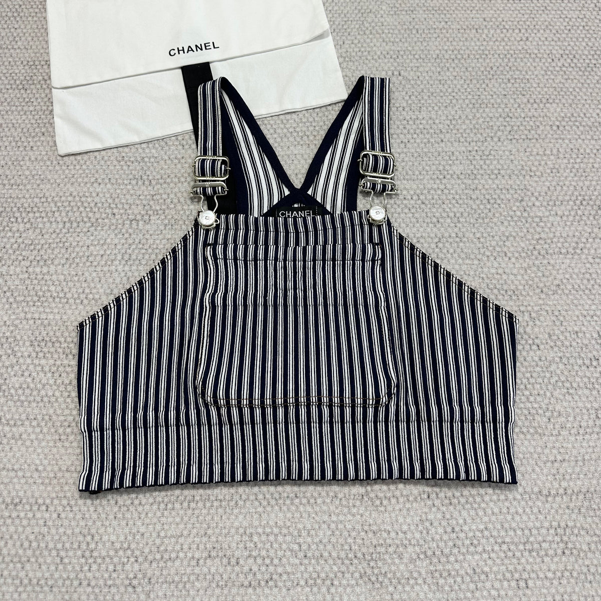 Chanel Women's Summer Striped Sleeveless Vest Tank Top High Street Solid Color Cotton Blend Top Strapless Ngvp #2144