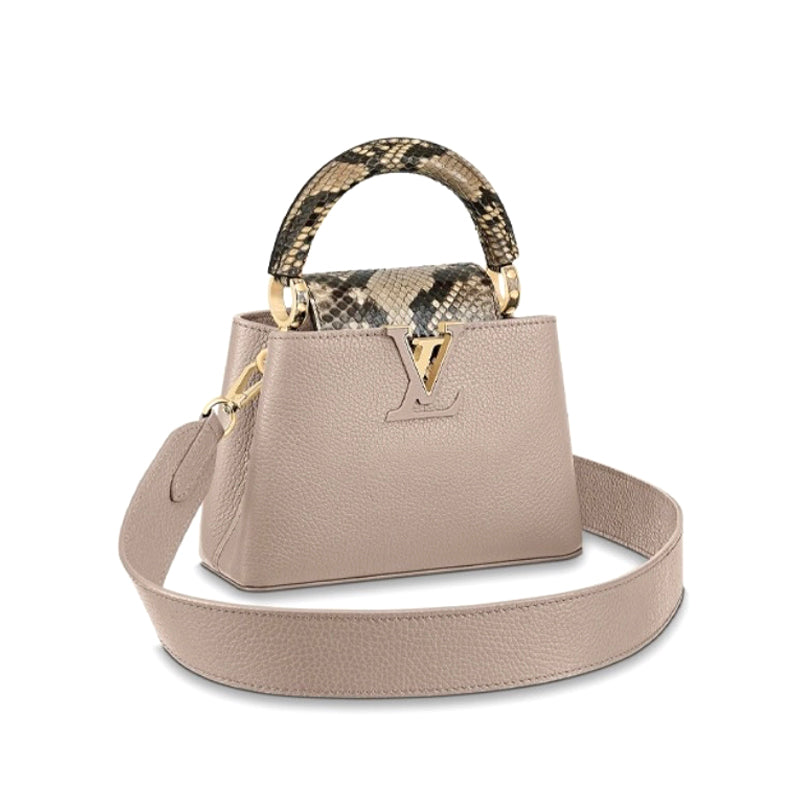 Louis Vuitton Capucines Women's Removable Shoulder Strap Leather Puzzle Python Skin Single Shoulder Crossbody Mini Handbag Bag Bags #72781