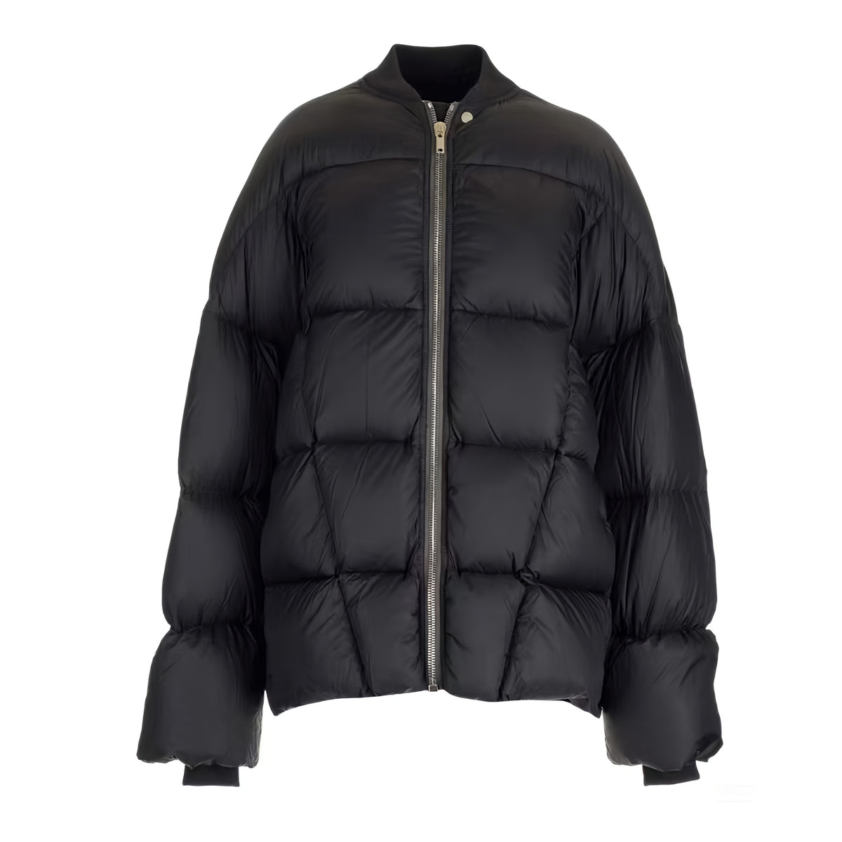 Rick Owens Men's And Women's Fall And Winter Quilted Line Design Simple Loose Thickened Down Jacket Jacket Zipper Black Seko Trend Oversized Jacket Ngvp #2611