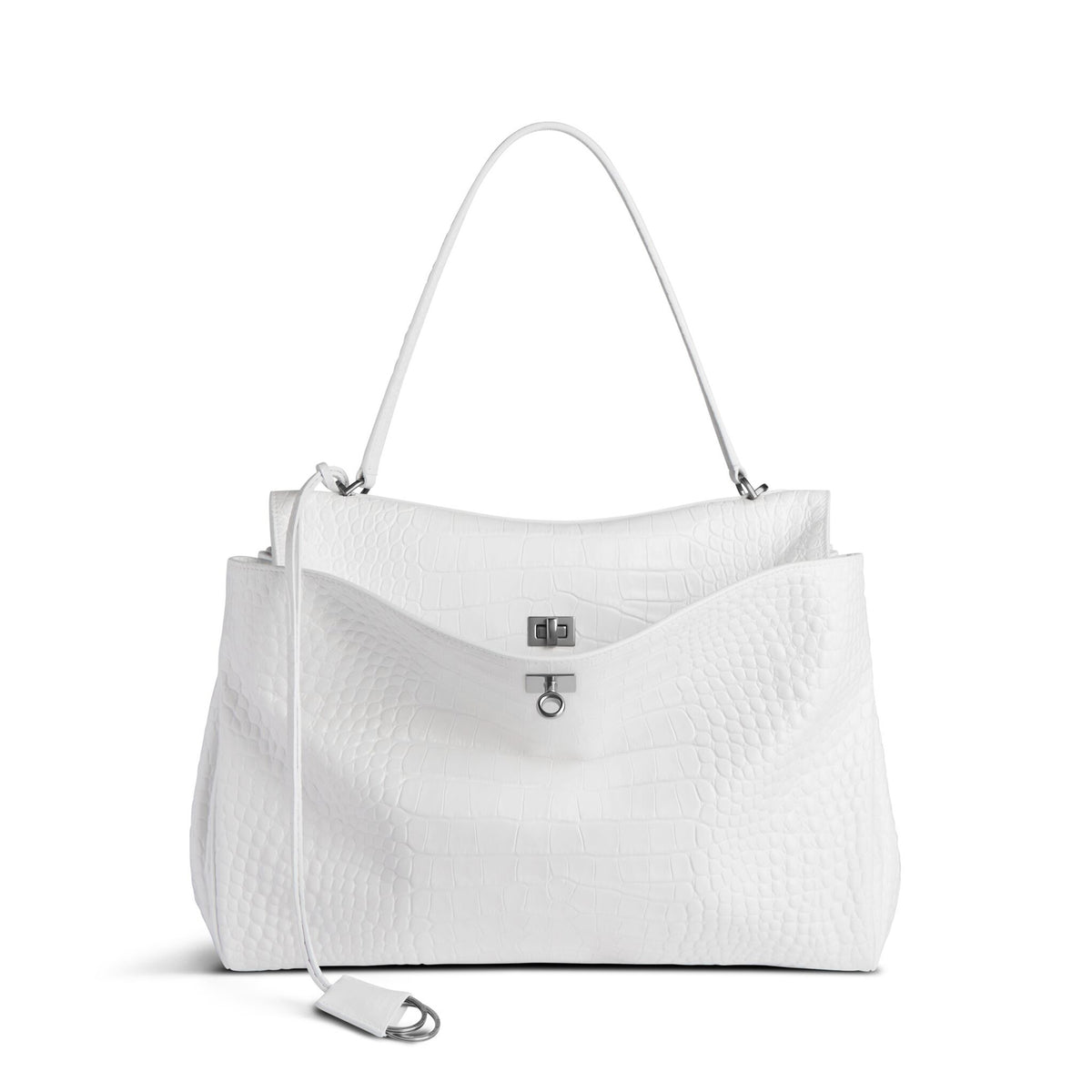 Balenciaga Women's Retro RODEO Crocodile Embossed Handbag Removable Shoulder Strap Cowhide Leather Casual Single Crossbody Bag Ngvp #8444