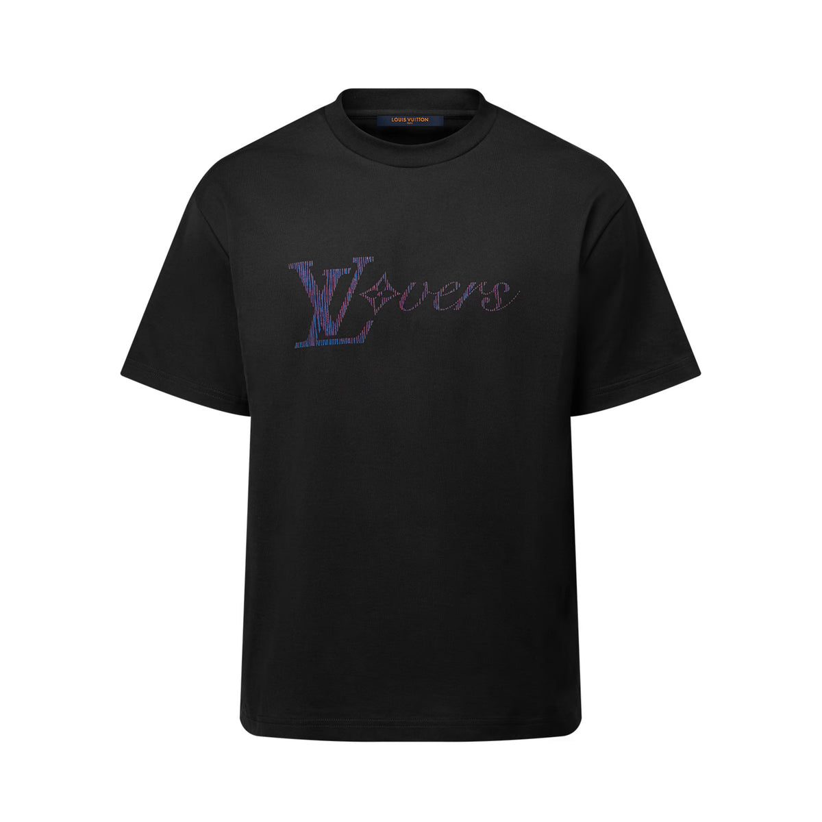 Louis Vuitton Men's Summer Logo Beaded Embroidery Letter Printed Solid Color Round Neck Short Sleeve T-Shirt #75961