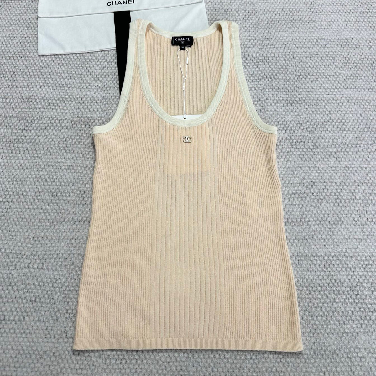 Chanel Women's Summer Fashion Casual Solid Color Round Neck Sleeveless Knit Tank Top Vest #78478