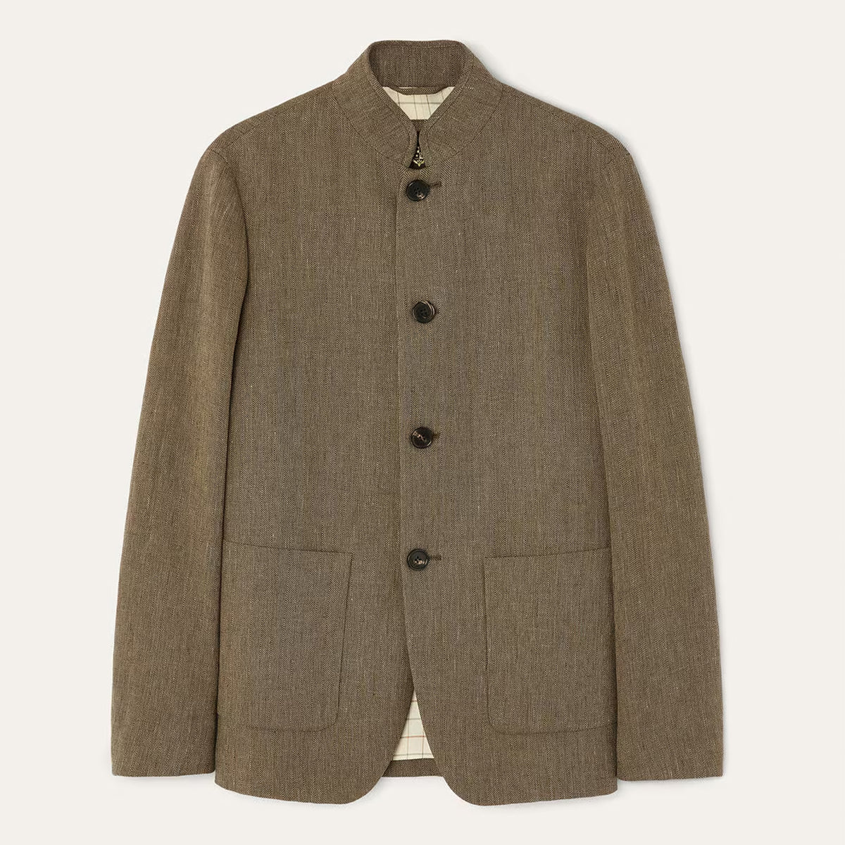 Loro Piana Spagna Women's Spring/autumn Collared Single-breasted Brown Linen Cotton Jacket Fashionable Casual Suit Ngvp #2177
