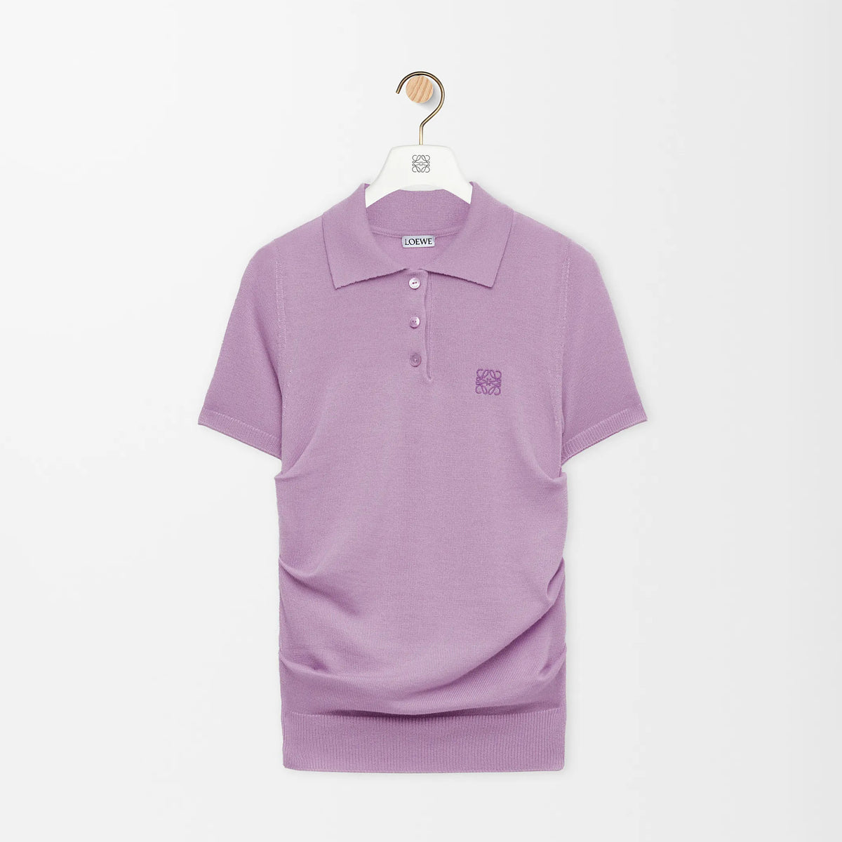 Loewe Women's Summer Solid Color Cashmere Polo Neck Short Sleeve T-Shirt #77892