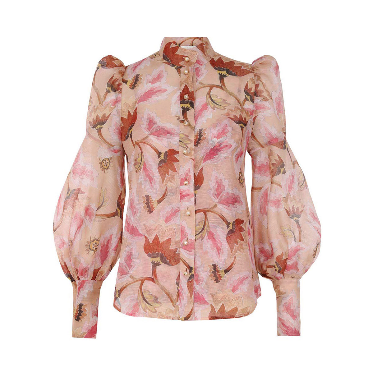 Zimmermann Women's Spring/summer Elegant Floral Print Shirt Single-breasted Long-sleeved Casual Shirt Ngvp #2189