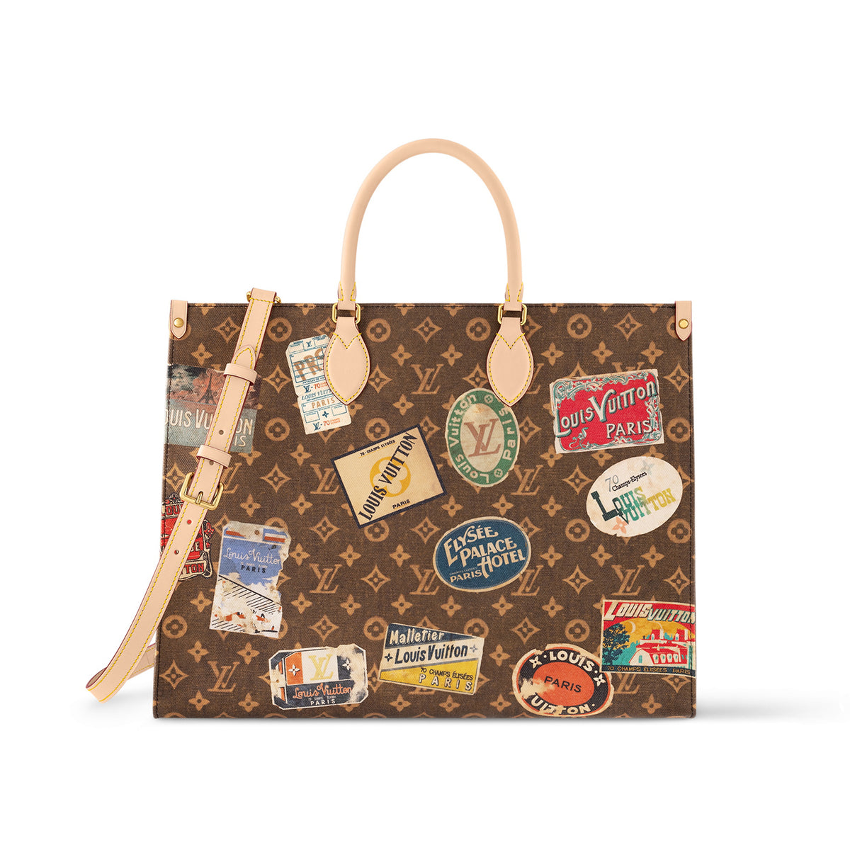 Louis Vuitton OnTheGo Voyage Women's Brown Coated Canvas Vintage Iconic Tote Shoulder Crossbody Bag Bags #73989