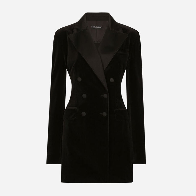 Dolce&Gabbana Women's Spring. Autumn And Winter Velvet Solid Color Double-Breasted Waisted TURLINGTON Blazer Jacket Ngvp #9881