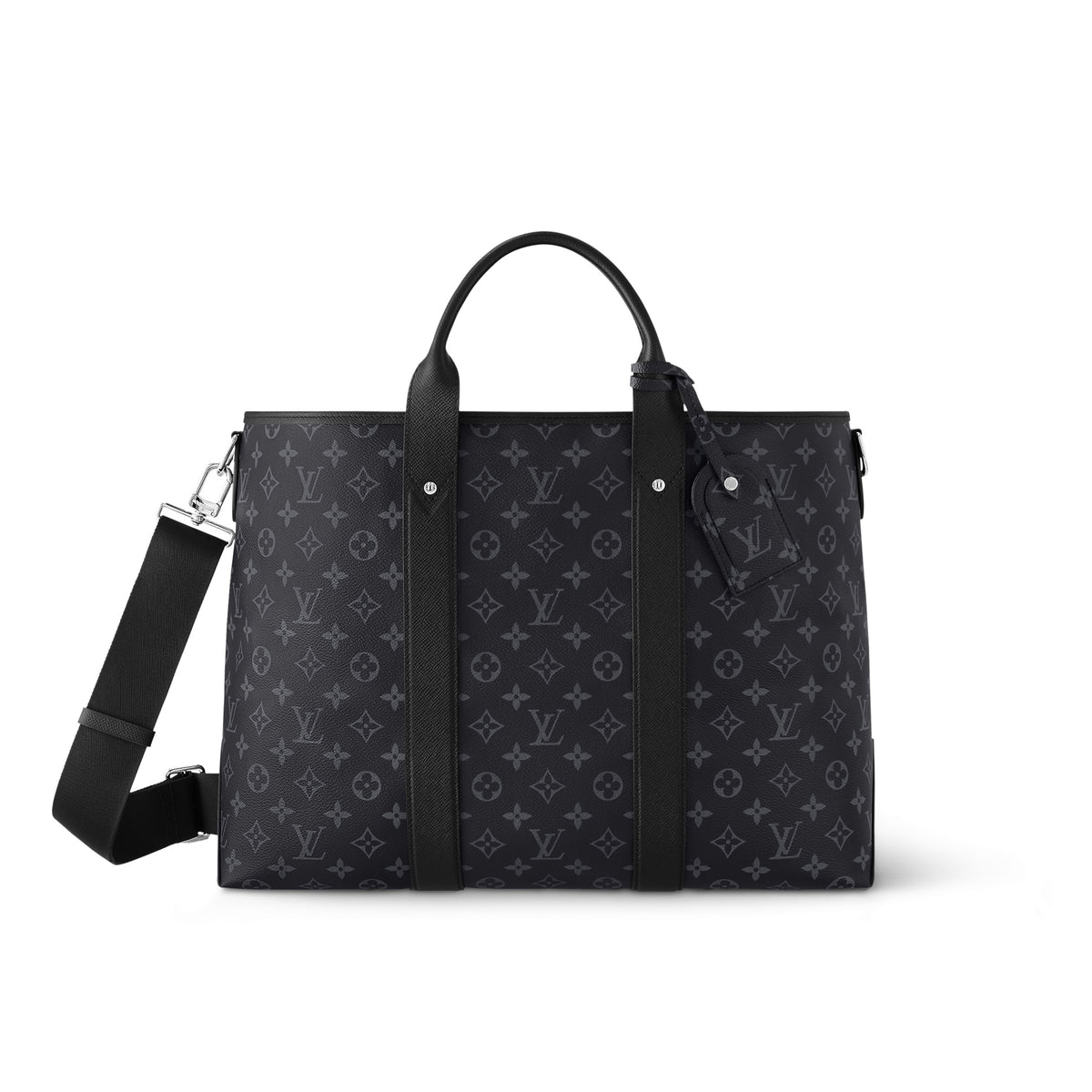 Louis Vuitton Weekend Tote NM Men's Letter Printed Zipper Closure Canvas Patchwork Cowhide Shoulder Crossbody Tote Bag #99998