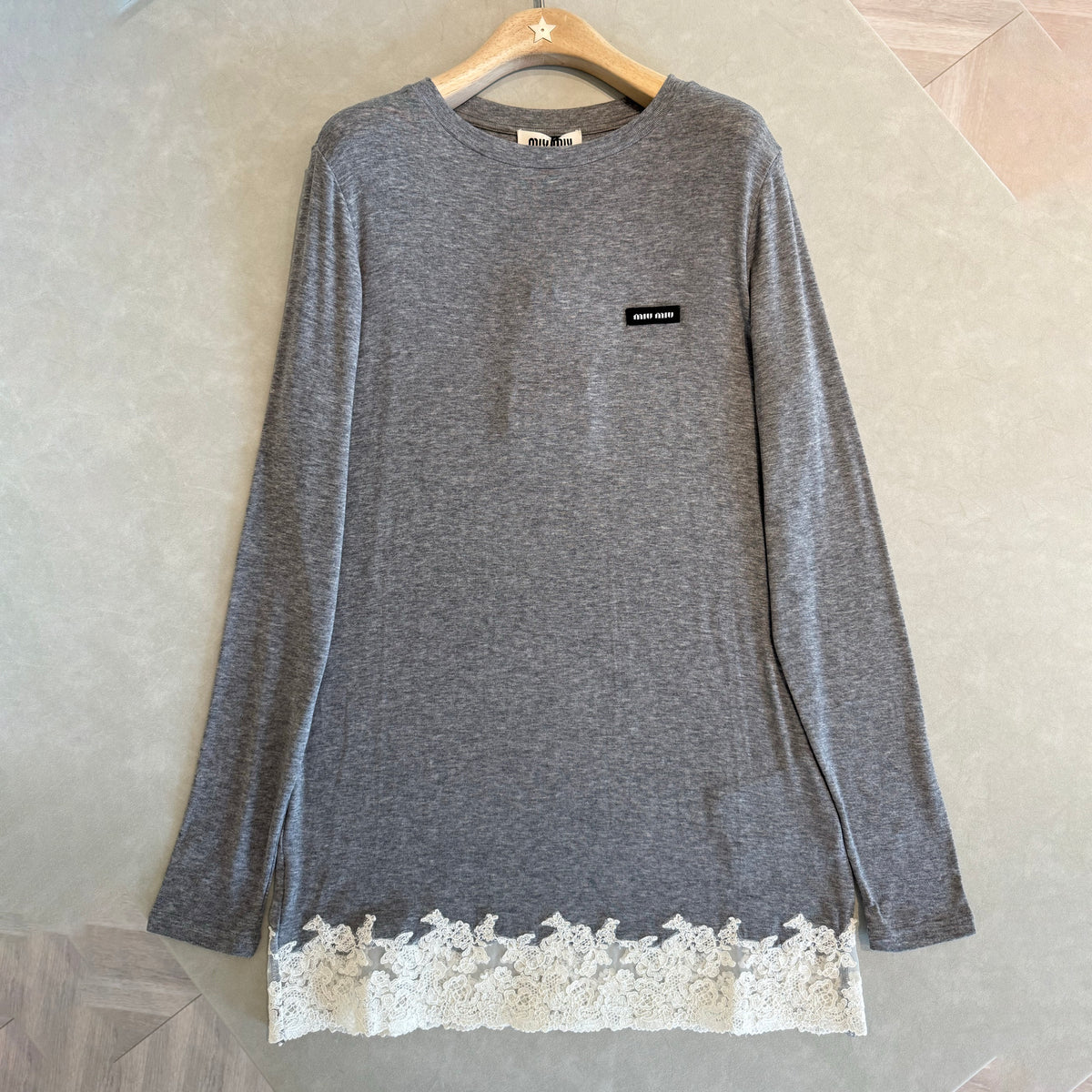 MiuMiu Women's Spring/Fall Fashion Casual Crew Neck Long Sleeve Lace Dress #79312