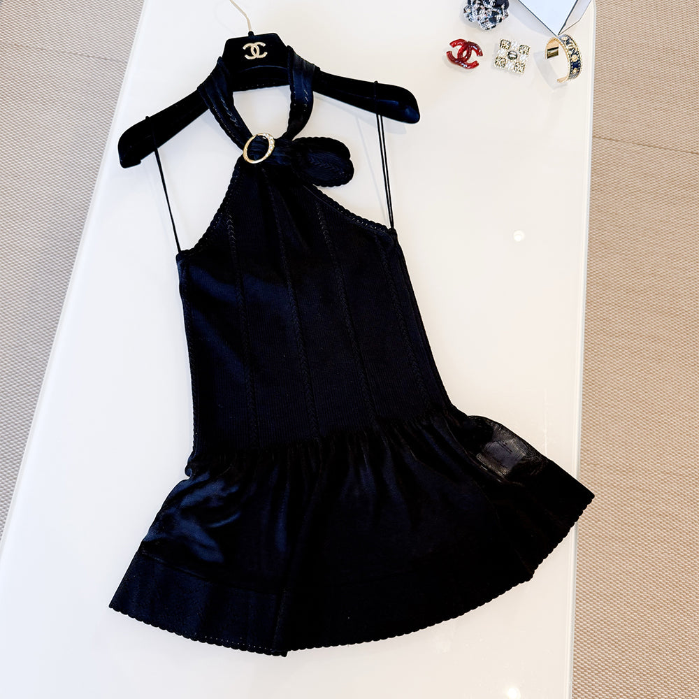 Chanel Top Silk Black White #335459
