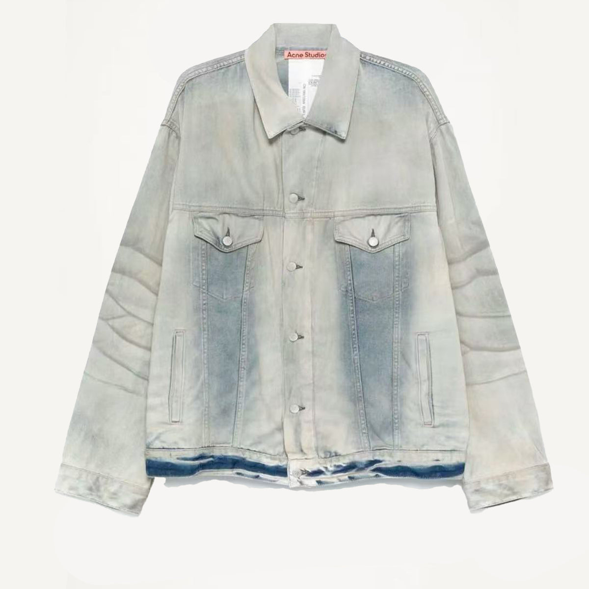 Acne Studios Men's Women's Fall And Winter Light Blue Dirty Vintage Washed Denim Jacket Fashion Casual Straight Jeans Pants Suit Set Ngvp #2652